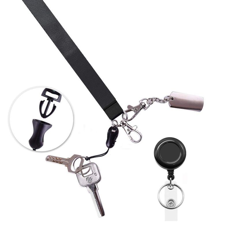 Foshine Black Lanyards 5 Pack with Retractable bagde Reel,Breakaway Safety Lanyard for ID Badge Holder - Image 5